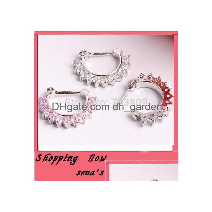 

Nose Rings Studs Unique Zircon Gem Septum Clicker Ring Stud Piercing Luxury Jewelry Tragus Hoop Earring Mix 2 Color 10Pcs/ Dhgarden Dh7Td