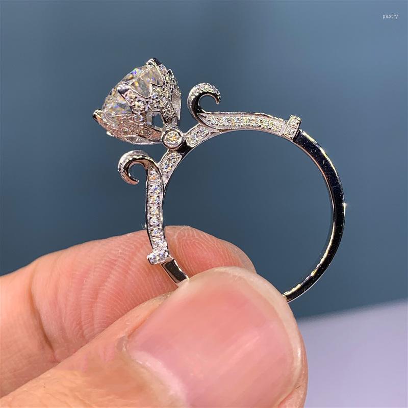 

Cluster Rings Daimond CROWN S925 Sterling Silver For Women 2023 Fashion Resizable Wedding Couples Jewlery Engagement Gift