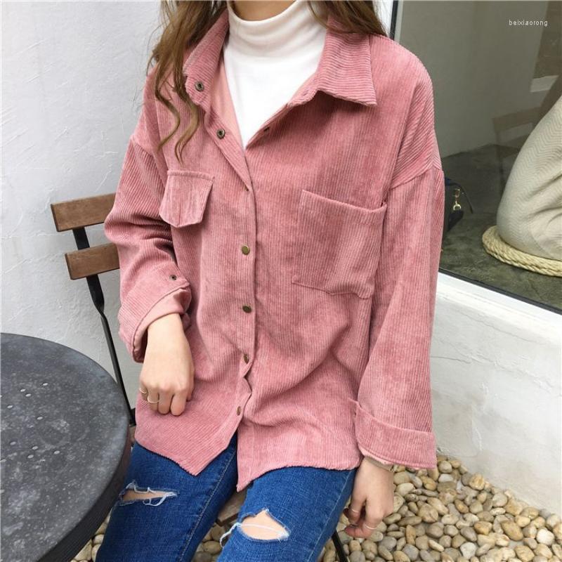 

Women' Jackets 2023 Buttons Coats For Women Corduroy Jacket Casual Long Sleeve Autumn Winter Female ClothingTops Outwear Clothes 23206, Pink