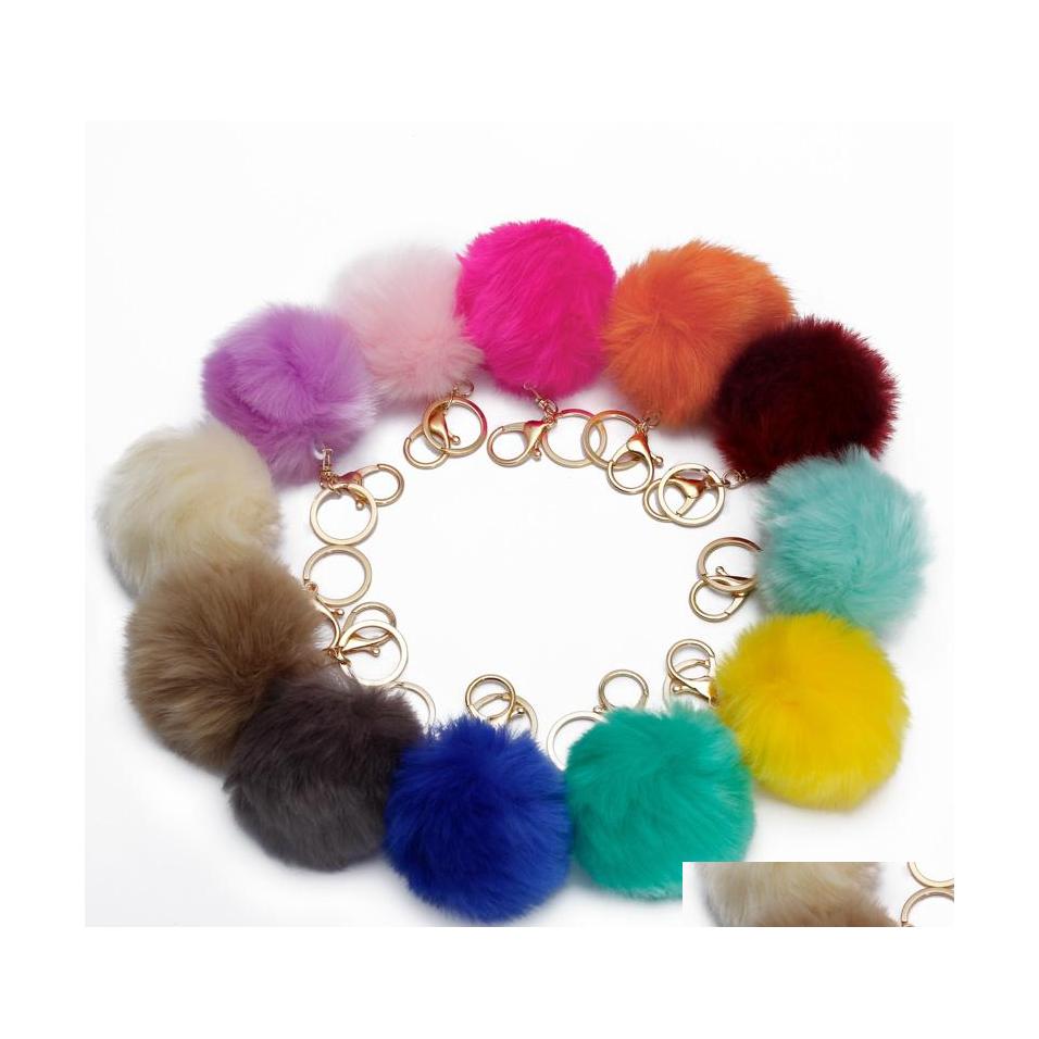 

Key Rings Imitation Rex Rabbit Fur Plush Keychain Bag Cartoon Pendant Cone Car Hair Ball Accessories Keychains 8Cm Drop Delivery Jewe Dhh1M
