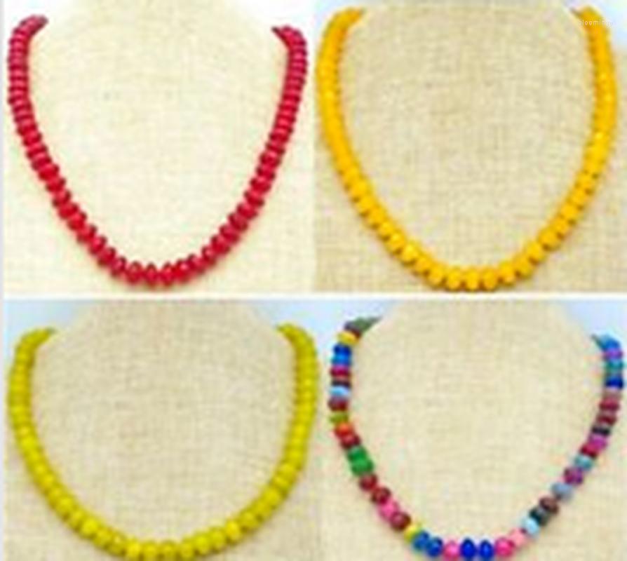 

Chains Natural 6x10mm Faceted Multicolor Jade Gems Abacus Beads Necklace 18"