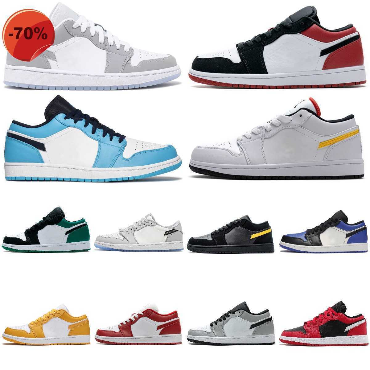 

Sandals New Men 2023 Basketball Shoes 1 Low Reverse Mocha Fragment White Camo UNC Wolf Grey Pine Green 1s Court Purple Bred Toe Mens Women Trainers, D1005