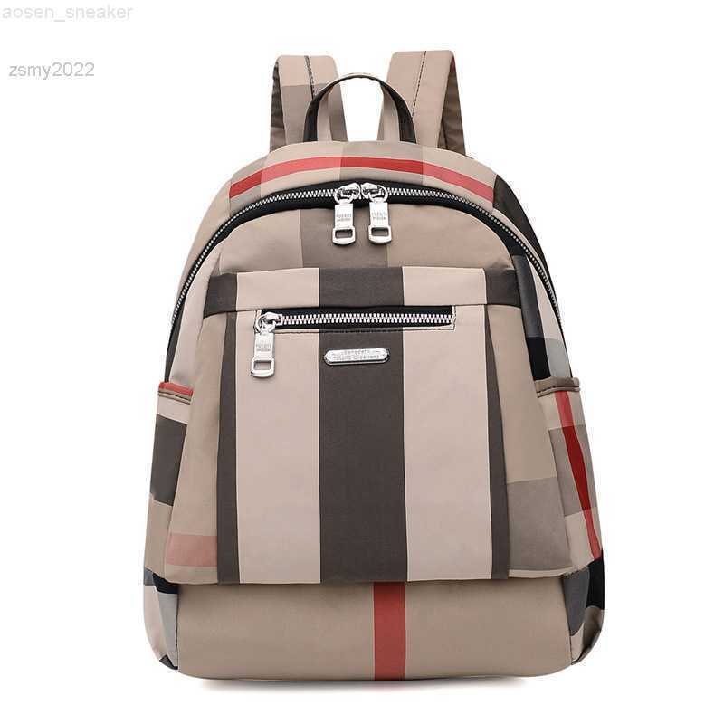 

2021 New Casual Vintage Plaid Backpack Women Waterproof Nylon School Bags for Teenage Girls High Quality Fashion Travel Rucksack, Blue