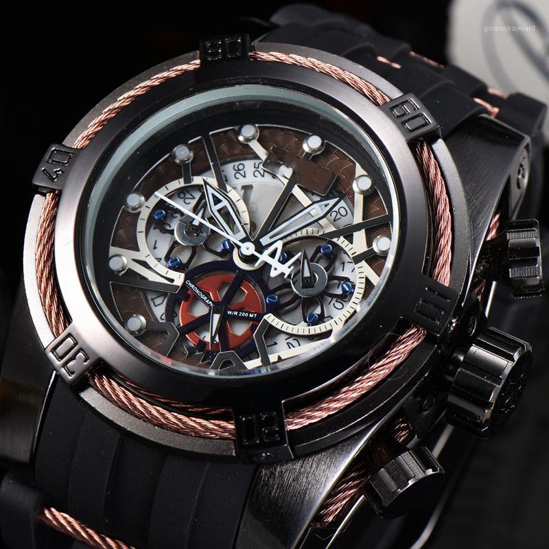 

Wristwatches Luxury Top Brand Men's Watches Large Dial Watch Mens Casual Wristwatch Business Six Hands Quartz, Blue