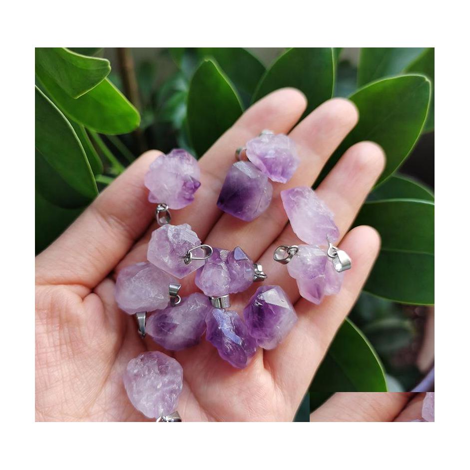 

Pendant Necklaces Reiki Healing Natural Crystal Amethyst Stone Necklace Chakra Rope Chain Women Jewelry Dhseller2010 Drop Delivery Pe Dhggu