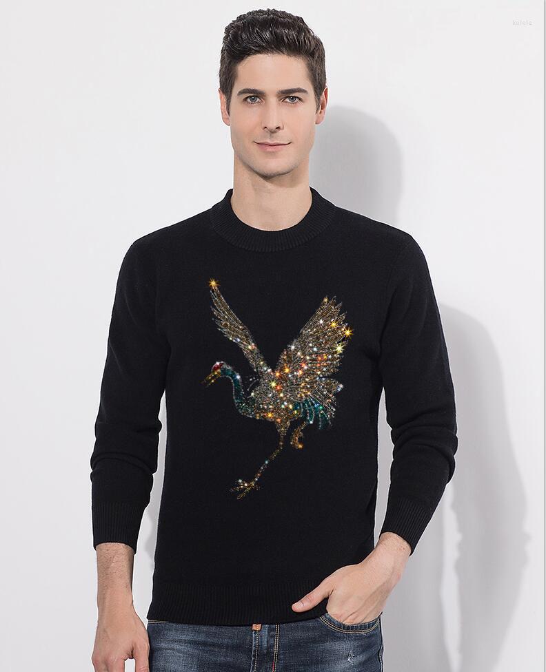 

Men' Sweaters Brand Clothing Fasdhion Men Sweater Pullover Knitwear Arrival Autumn Winter Fashion Rhinestone Clothes, As shown