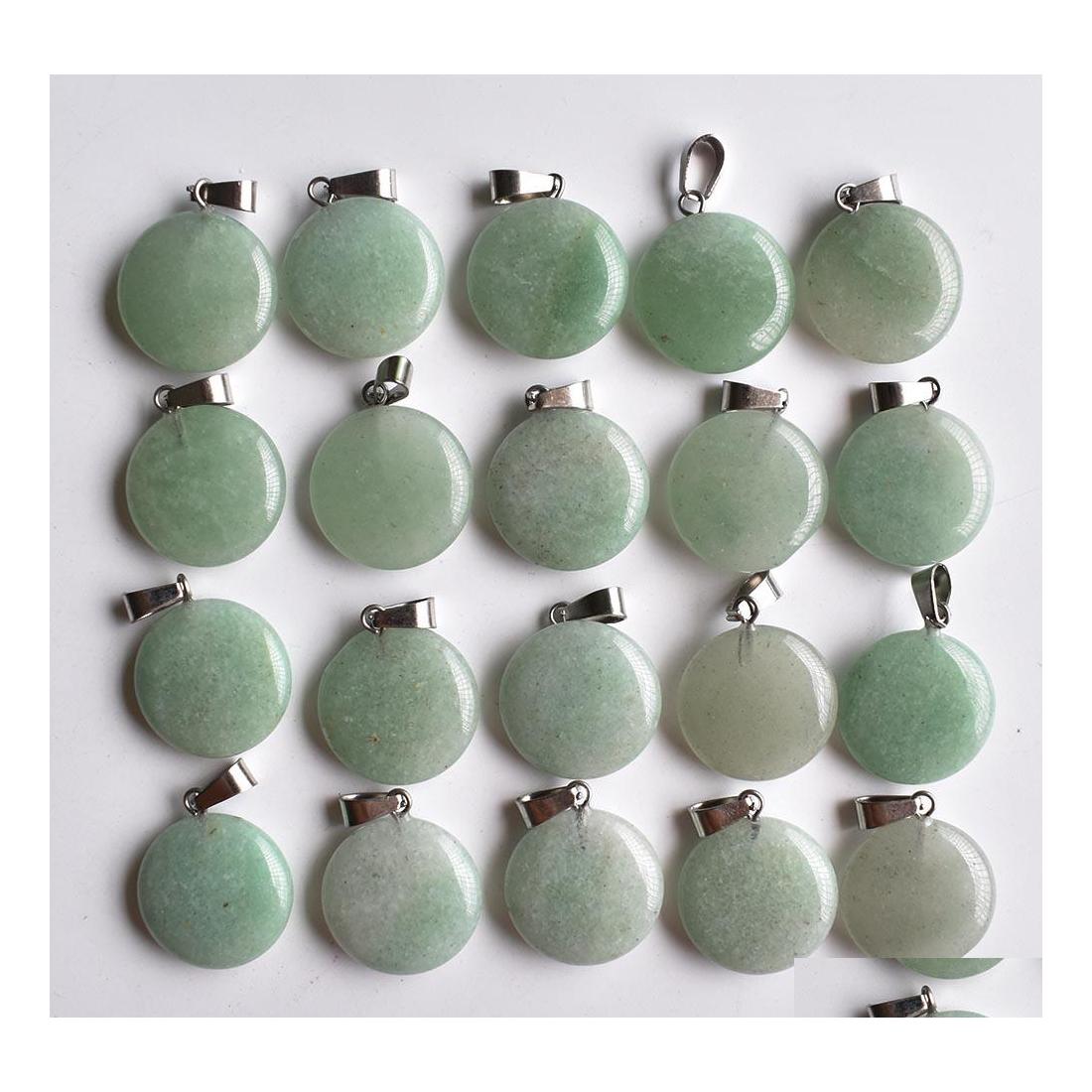 

Charms Natural Stone Round Shape Pendant Green Aventurin Pendants Chakras Gem Fit Diy Earrings Necklace Making Assorted Drop Deliver Dhou8