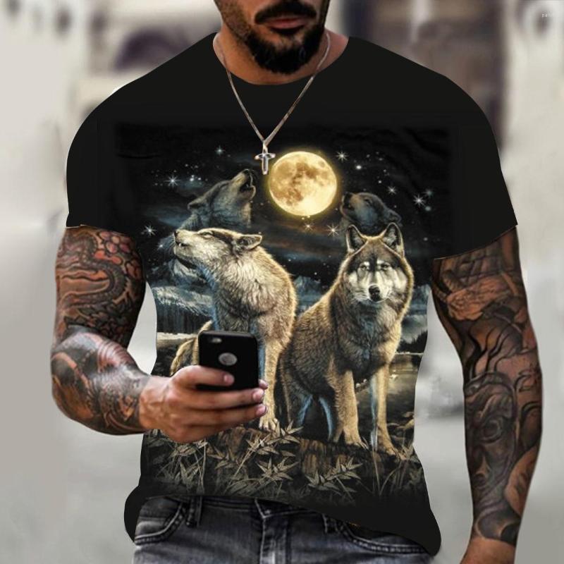 

Men' T Shirts 2023 Summer Men' Cartoon Wolf Print Shirt Casual Short Sleeve O Neck Comfortable Street Hip Hop Oversized