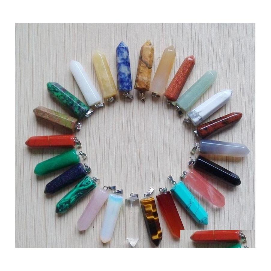 

Charms Assorted Natural Stone Pendants Point Hexagonal Pillar Pendant For Diy Jewelry Making Gemstones Drop Delivery Findings Compone Dhc2T