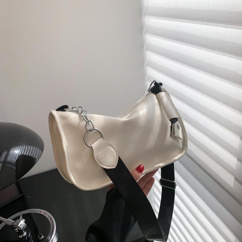 

Evening Bags PU Leather Women Shoulder Fashion Chain Shopper Purse Solid Color Elegant All-match Simple Soft Casual For Girls Travel, Black