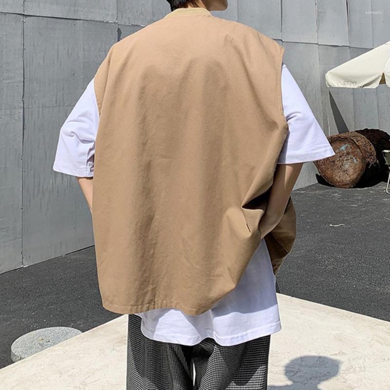 

Men's Tank Tops Trendy Vintage Relaxed Fit Cargo Vest Sleeveless Coat Breathable Retro, Khaki