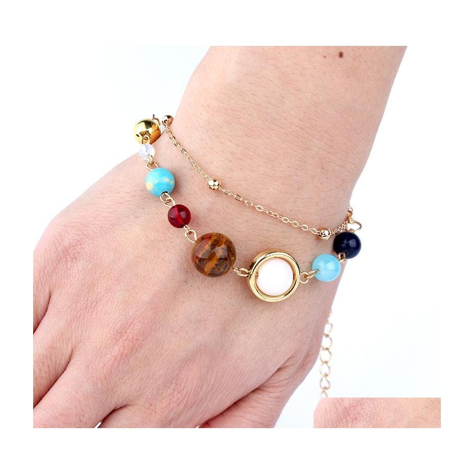 

Charm Bracelets Universe Galaxy The Eight Planets In Solar System Guardian Star Natural Stone Beads Bracelet For Women Jewlry Drop D Dhn0V