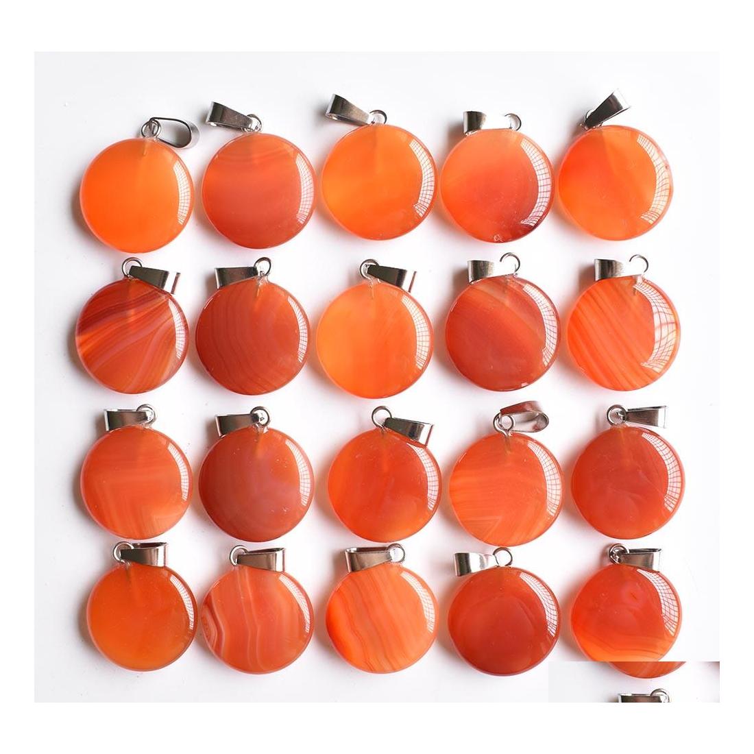 

Charms Natural Stone Red Onyx Round Pendant Turquoise Pendants Chakras Gem Fit Diy Earrings Necklace Making Assorted Drop Delivery J Dhp4T