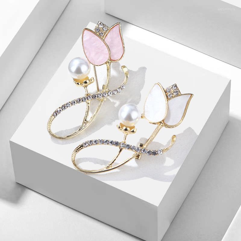 

Brooches Fashion Tulip Brooch Women Luxury Highlight Pin Corsage Suit Coat Hundred Matching Accessories H1404