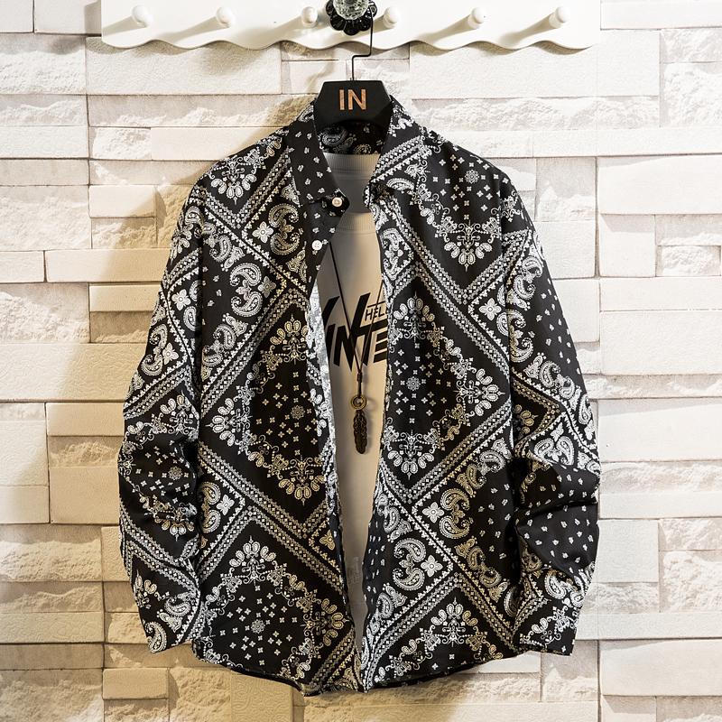 

Men's Casual Shirts Fashion Shirt Autumn Clothes Long Sleeve Big Size 5XL Hawaiian Beach Floral MenMen's, No 1
