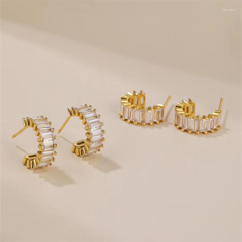 

Hoop Earrings 2023 Fashion Tendy 1 Pair Punk Men Women With Crystal CZ Gold Color Round Huggie