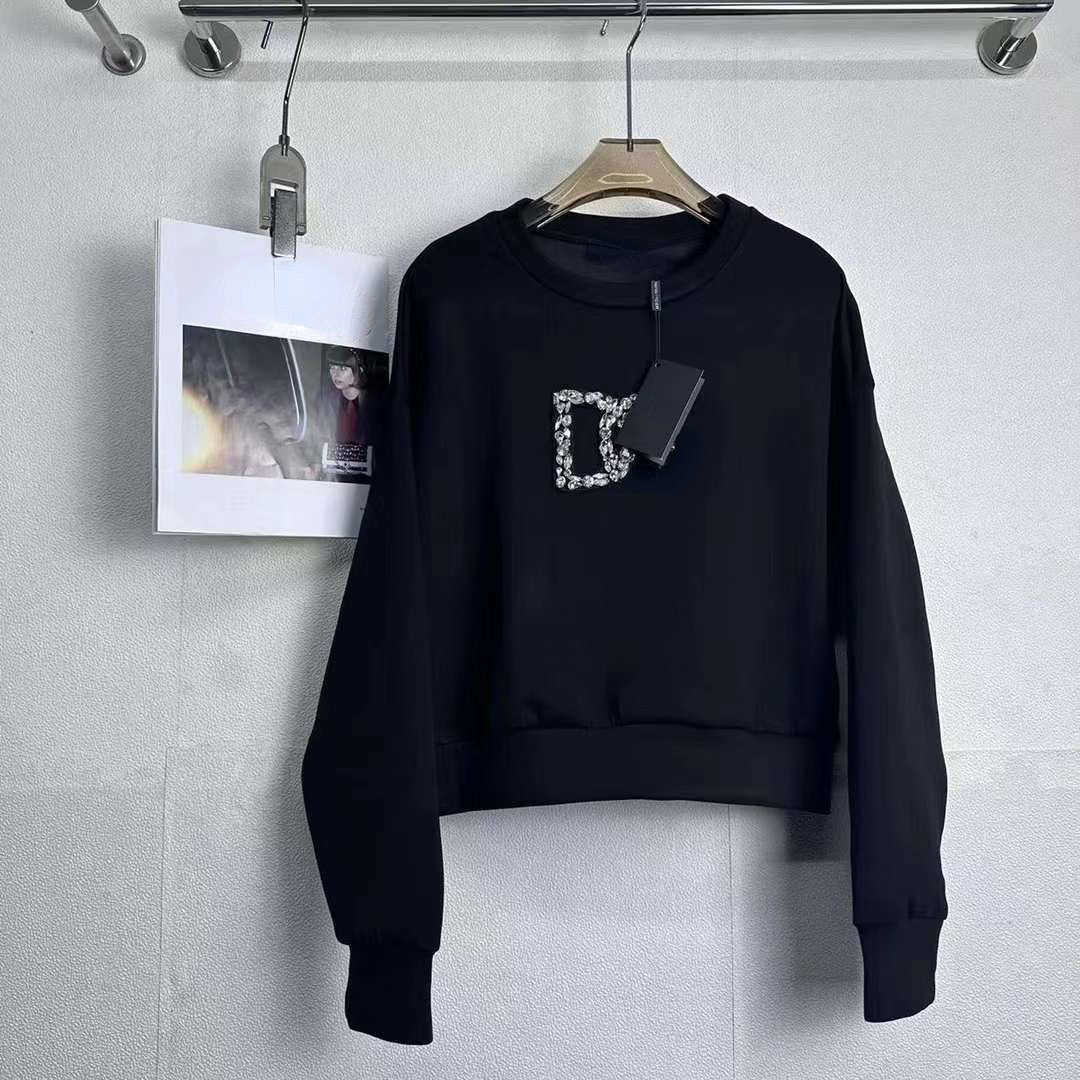 

Fashion sweatshirt women sweater Letter diamonds sexy short long-sleeved tshirt designer sweaters fashion casual pullover shirt 4786, Black-2