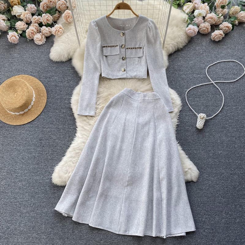 

Work Dresses Spring Autumn Women Sets High Quality Fashion Short Suit Coat And Waist Long Skirt Two Piece Set, Black