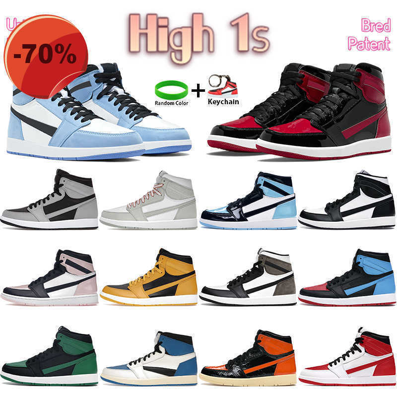

Sandals Mens 2023 Sneakers Bred Patent 1 1s Basketball Shoes High Dark Mocha Twist Pine Green Black University Blue Hyper Royal Pollen Seafoam, 06. unc patent