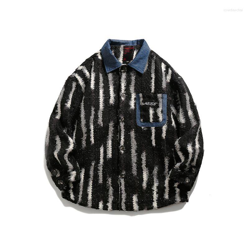 

Women's Jackets Retro Contrast Color Lapel Patchwork Men's Autumn Winter High Street Oversized Thick Windbreaker Women Coat 2023, Picture color