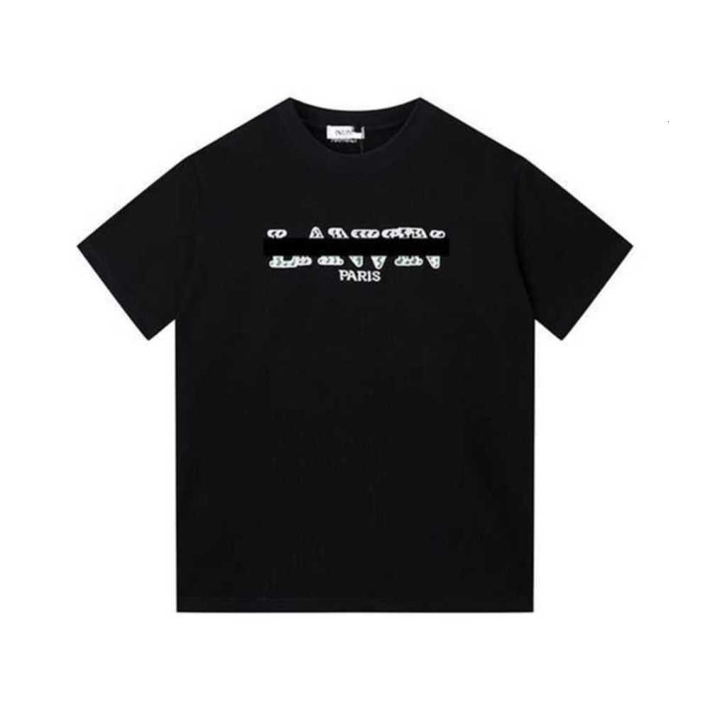 

Men' T-shirts Mens Womens Shirt Cotton Lanvins Hand Painted Luxury Tops Ink Splash Graffiti Letters Summer Loose Shorts Sleeve Round Neck t shirts