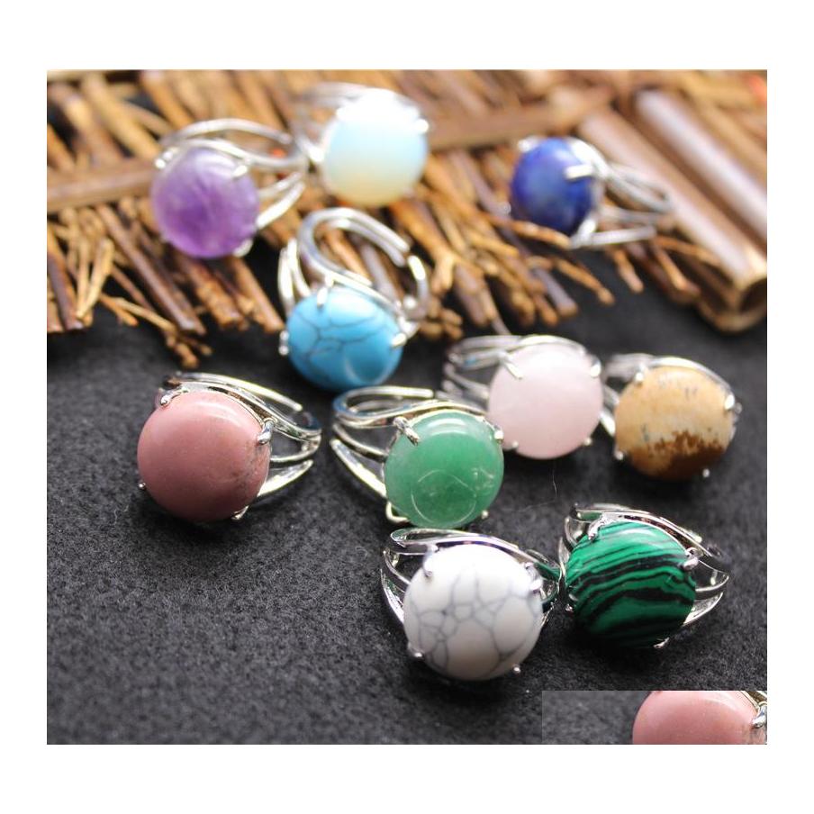 

Solitaire Ring Natural Stone Tigers Eye Turquoise Lapis Pink Quartz Amethyst Crystal Casual Finger For Women Jewelry Drop Delivery Dhajo