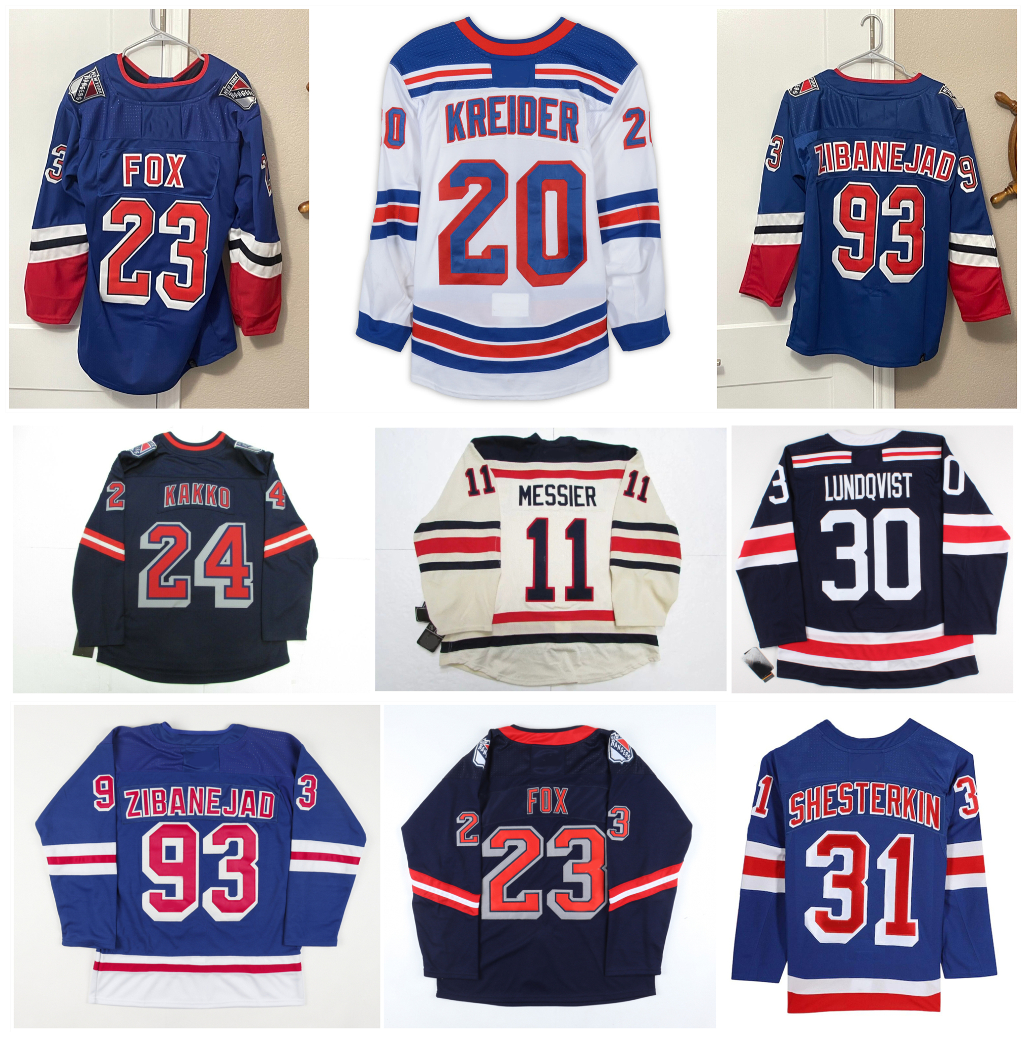 

2022 Reverse Retro Adam Fox NY Hockey Jersey Rangers Vladimir Tarasenko Zibanejad Trouba Henrik Lundqvist Chris Kreider Patrick Kane Igor Shesterkin Kakko Messier, Women size s m l xl xxl
