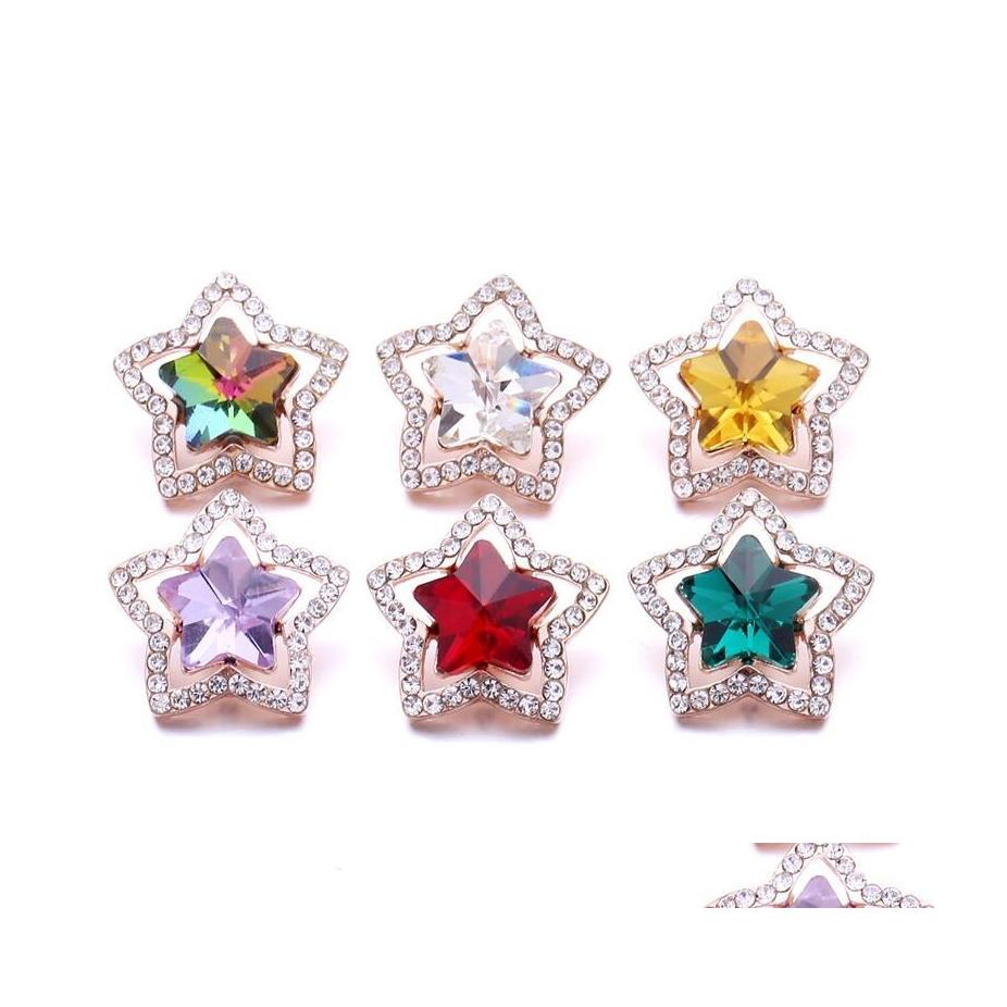 

Clasps Hooks Noosa Big Fivepointed Star Rhinestone 18Mm Ginger Snap Jewelry Sier Plated Diy Necklace Bracelet Accessory Finding Dr Dh36N