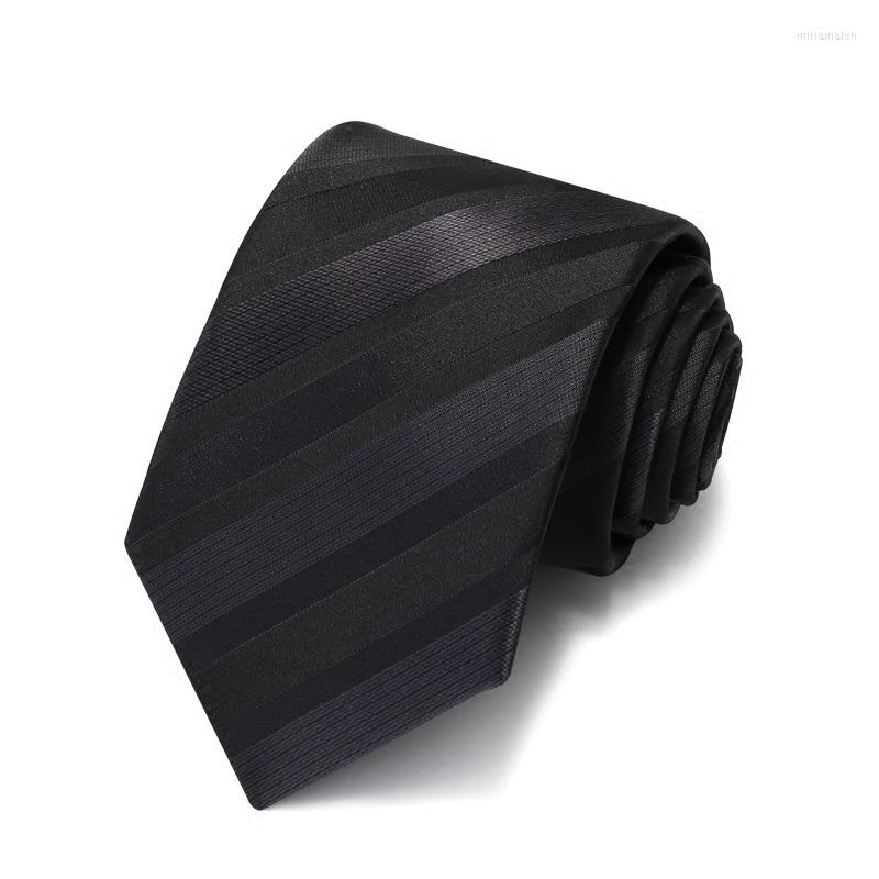 

Bow Ties 2023 Brand Fashion High Quality Men 7CM Black Striped Necktie Casual Business Formal Suit Neck Tie For With Gift Box