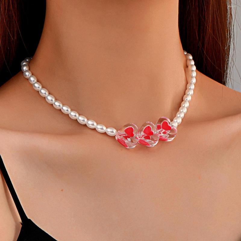 

Choker Fashion Ins Style Love Beaded Necklace Bohemian Pearl Clavicle Chain Trend Short Female Gift