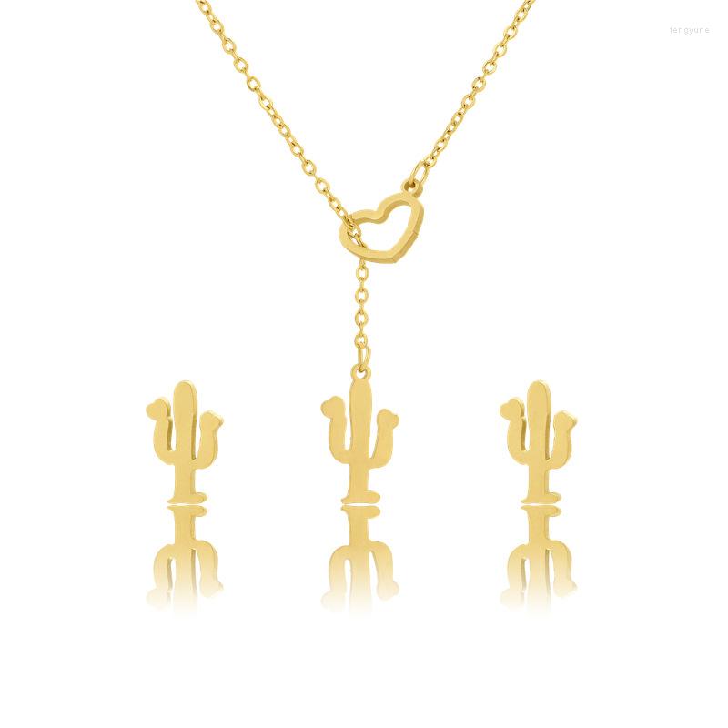 

Pendant Necklaces Cactus Tree Necklace For Women Girl Chain Collar Female Shining Party Jewelry Gift Wholesale Drop 45cm/set