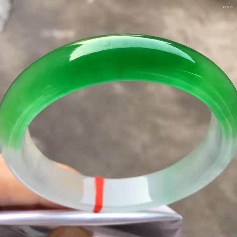 

Bangle Top Jewelry Grade Natural Authentic Bangles Species Emerald Color Women's Floating Green Real Jade Bracelet Gift