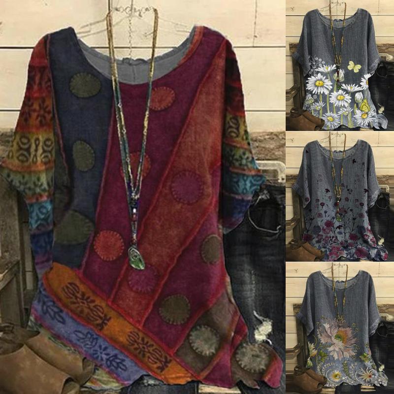 

Women's T Shirts 2023 T-shirts Woman Vintage Cotton-blend O-neck Short Sleeve Floral Print Tops Ropa Mujer Camisetas Top Women Harajuku Shi, Orange