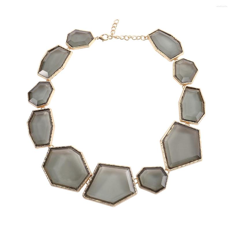 

Choker Dvacaman Trendy Oversized Resin Inlaid Necklace Women's Transparent Coal Grey Irregular Acrylic & Metal Collar Jewelry