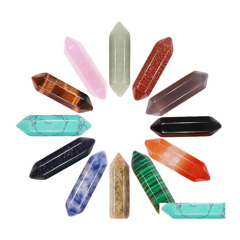

Stone Carved Hexagon Prism Ornaments Natural Rose Quartz Turquoise Chakra Stones Pillar Hand Handle Pieces Diy Necklace Dhseller2010 Dhdih