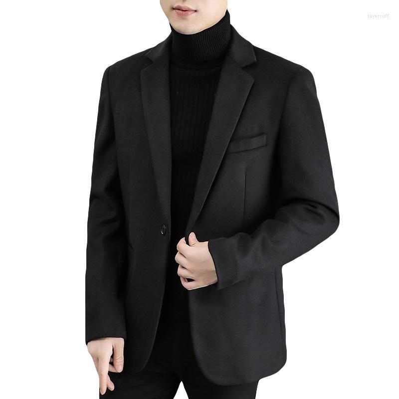 

Men's Suits Woolen Medium Length Suit Loose Korean Style Black Formal For Men Plus Size Men's &blazer, Black only blazer