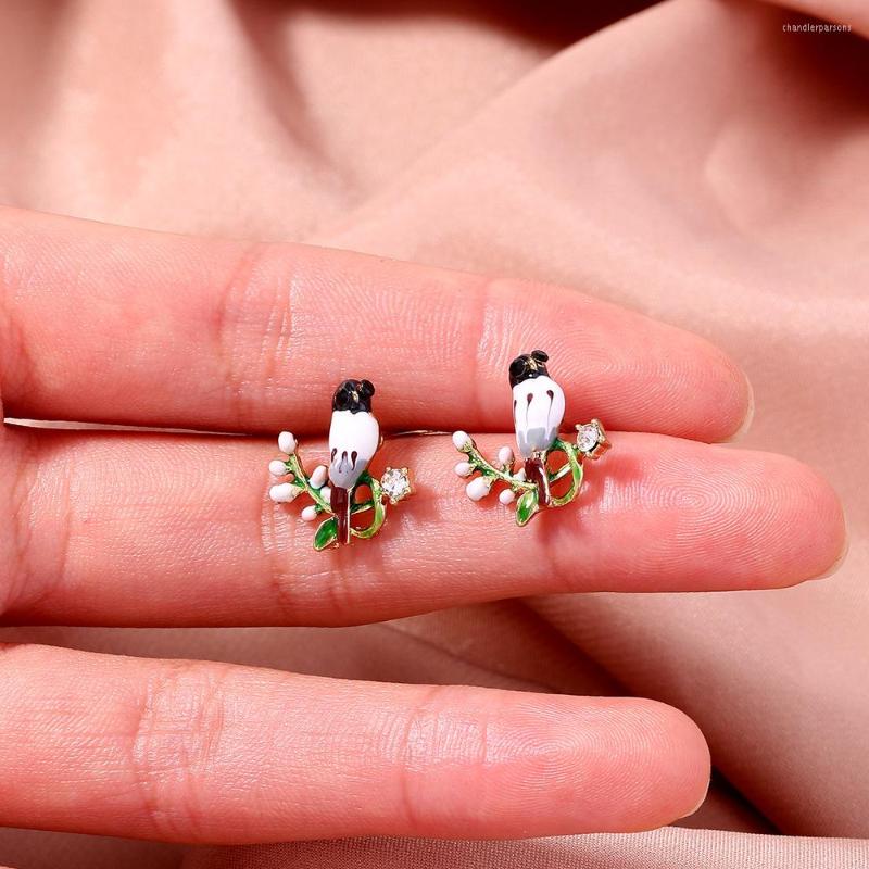 

Stud Earrings Fashion Cute Color Enamel Drip Accessories Female Animal Bird