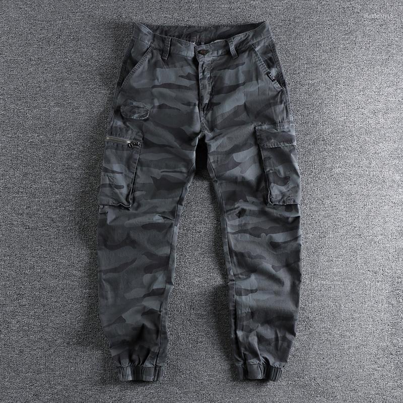 

Men's Pants 2023 Camouflage Overalls Men's Multi Pocket Three-dimensional Cutting Loose Small Foot Youth Casual 850, Army green