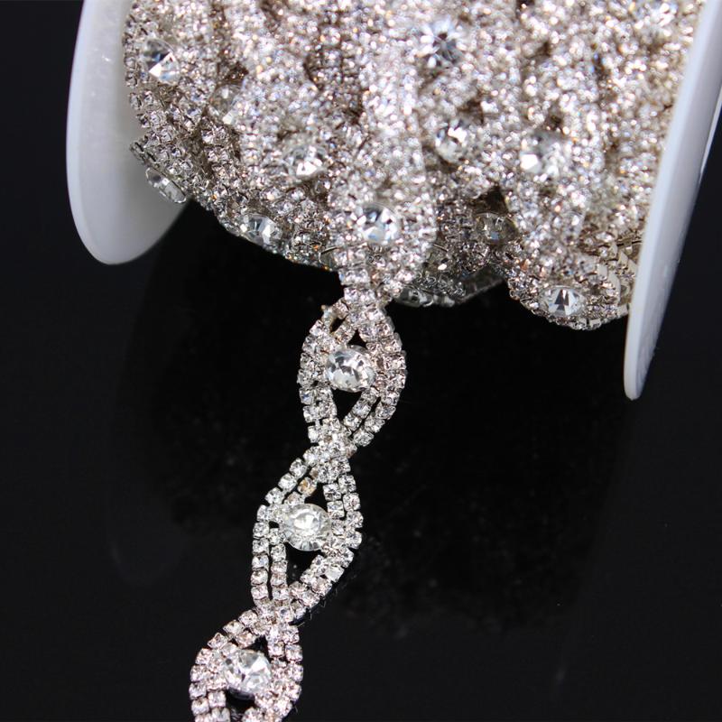 

Wedding Sashes 1Yard Handmade Sewing Rhinestone Trimming Bridal Crystal Clear Patch Appliques For Dress Belt DIY Sew On