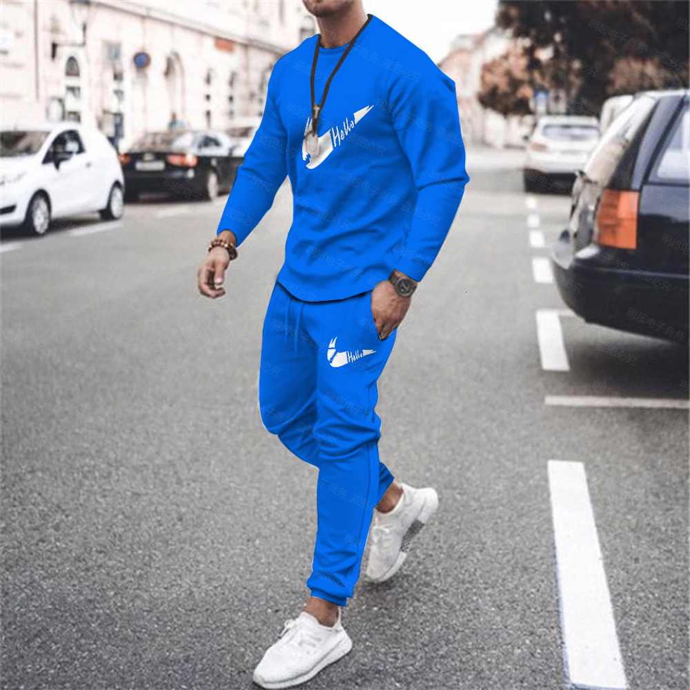 

Men s Tracksuits Autumn Brand Long Sleeved Trouser Suit 3D Printing Hello Letter Pattern Dportswear Vasual Dimple High Quality 230217, Tc2421