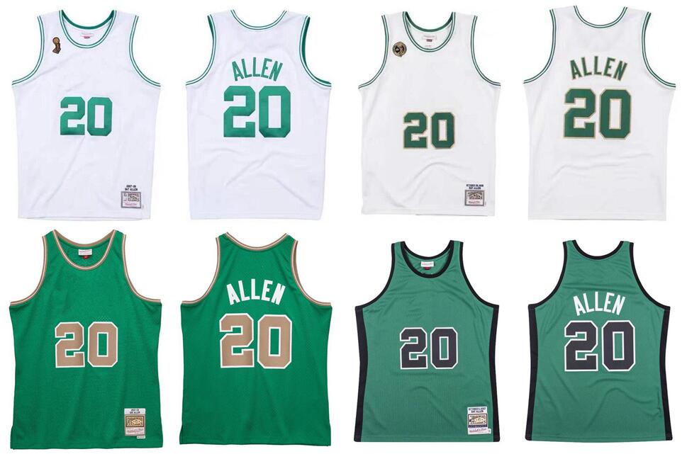

Ray Allen Stitched basketball Jersey -6XL Mitchell Ness jersey 2007-08 Mesh Hardwoods Classics retro jerseys Men women Youth green 20, Stithced jersey