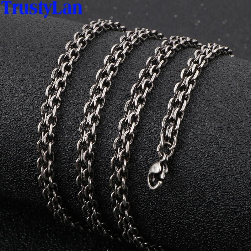 

Chains Stainless Steel 3/6MM Thick Link Chain Necklace Men Male Jewelry Accessories Vintage Double Layer Mens NecklacesChains