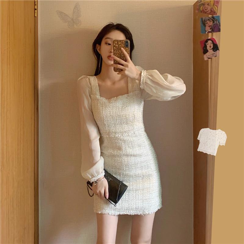 

Casual Dresses Vintage Fashion Sexy Skinny Romantic High Waist Spring Elegant Short Ropa De Mujer Women Clothing DE50LYQ, Picture color