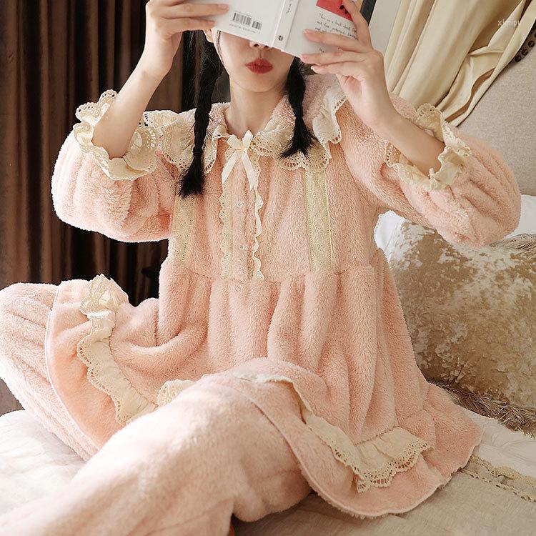 

Women's Sleepwear Pajamas For Women Flannel Pajama Warm Winter Clothes Set, Beige