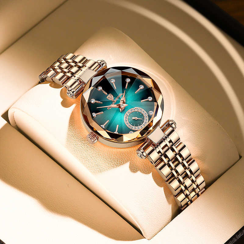 

Wrist watch 2023 Brand Women Watches Fashion Square Ladies Quartz Bracelet Set Green Dial Straight Mesh Pink Gold Luxury