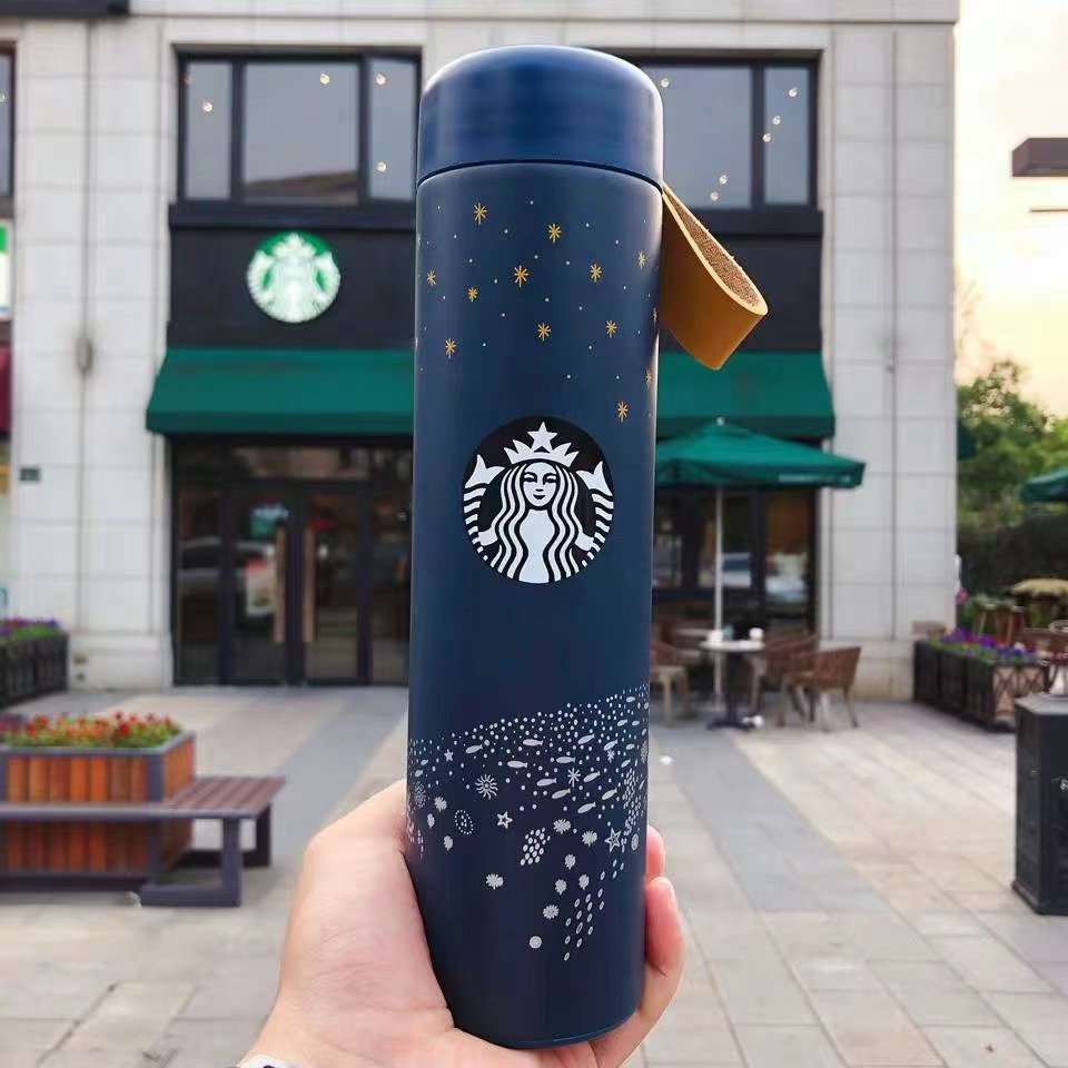 

Starbucks Water Bottles Stainless Steel Thermos Cup Kettle men's and women's couples Gift Cup Car Portable Cup Bounce Cup, Wood grain
