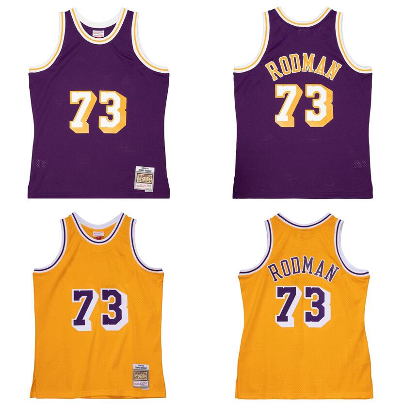 

Dennis Rodman Stitched basketball Jersey S-6XL Mitchell Ness jersey 1998-99 Mesh Hardwoods Classics retro jerseys Men Women Youth purple yellow 73, Stitched jersey