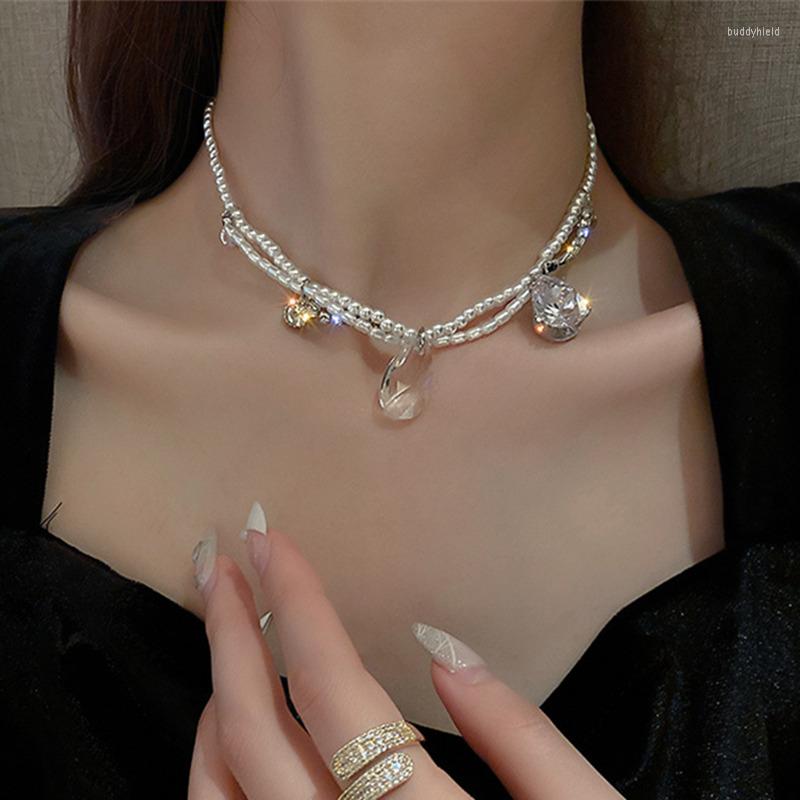 

Chains MWSONYA Fashion Crystal Drop Pendant Pearl Necklace For Women Temperament Holiday Party Jewelry Gift Choker Necklaces