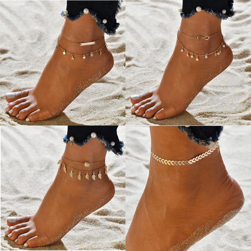 

Anklets Gold Silver Color Bohemia For Women Multilayer Star Pendant Foot Chain Ankle Bracelet Boho Anklet Accesorios Mujer