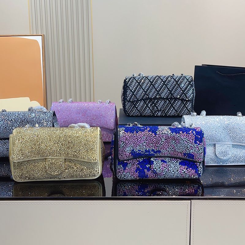 

Designer Women Diamonds Glitter Shiny Shoulder Bag France Paris Luxury Brand C Silver Cross Body Chain Strap Flap Bags Lady Fashion Models Evening Party Flap Bags, Gold